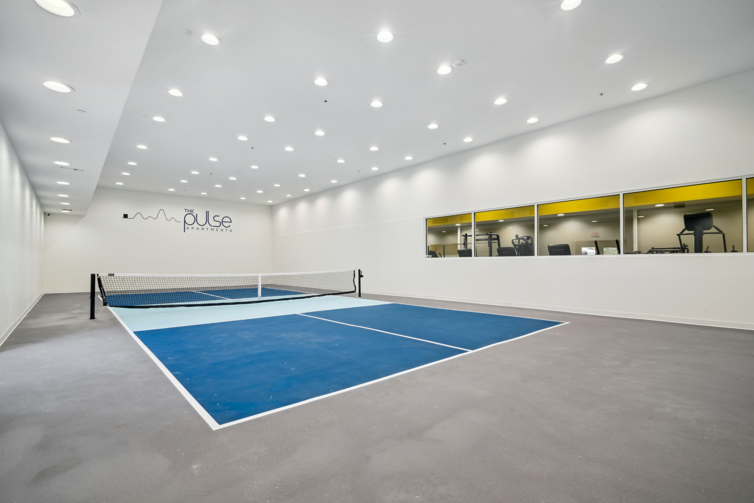 Indoor pickleball court at The Pulse OKC.