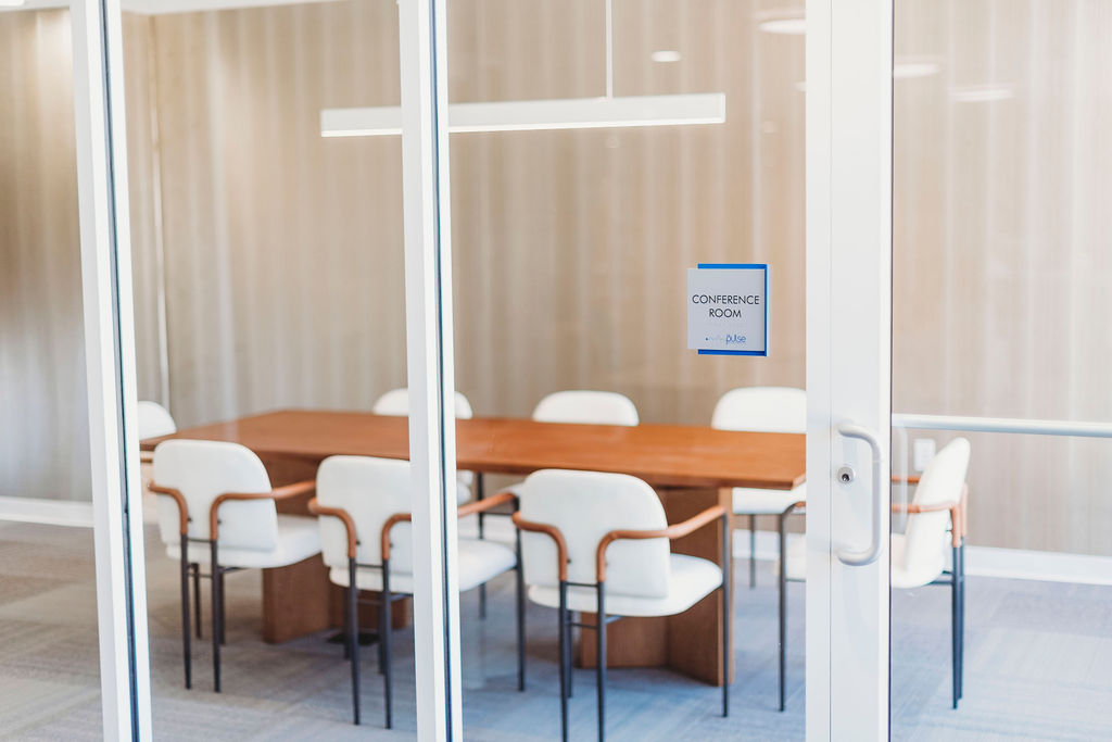 Conference Room at The Pulse OKC apartments in downtown Oklahoma City.