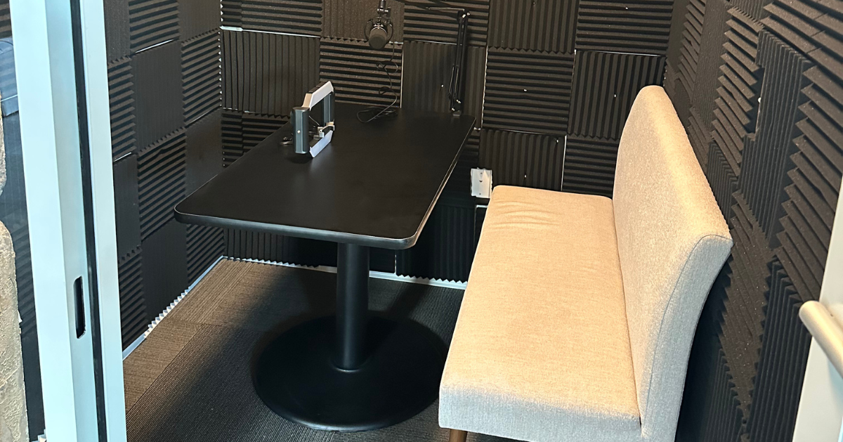 Private Podcast Studio at The Pulse OKC apartments in downtown Oklahoma City.