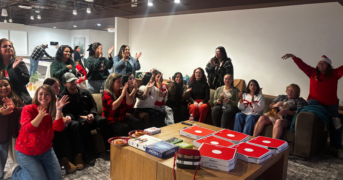 Residents gathered for pizza night and a community event at The Pulse OKC.